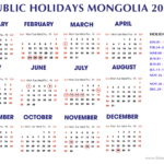 Public Holidays Mongolia 2020